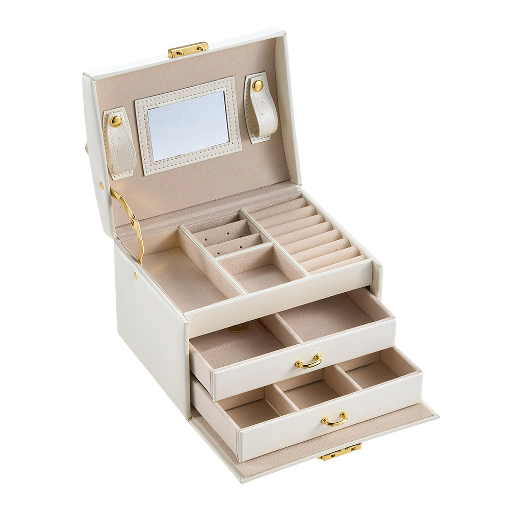 Travel Portable Jewelry Box with Drawers, Multi-Compartment Design